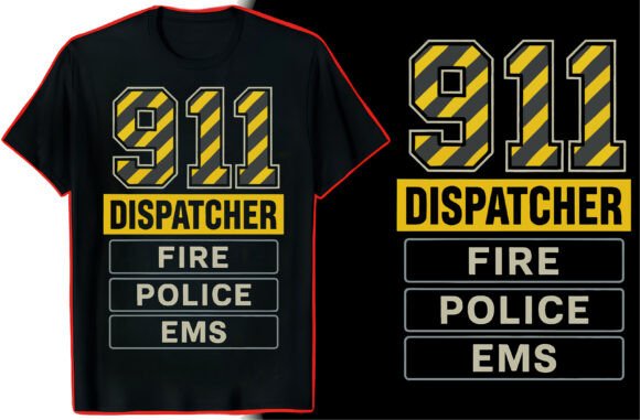 911 Dispatcher T-Shirt Graphic Art for Apparel