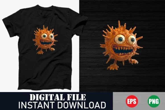 Cute but Scared Virus Graphic Tee: A Design Asset with Personality