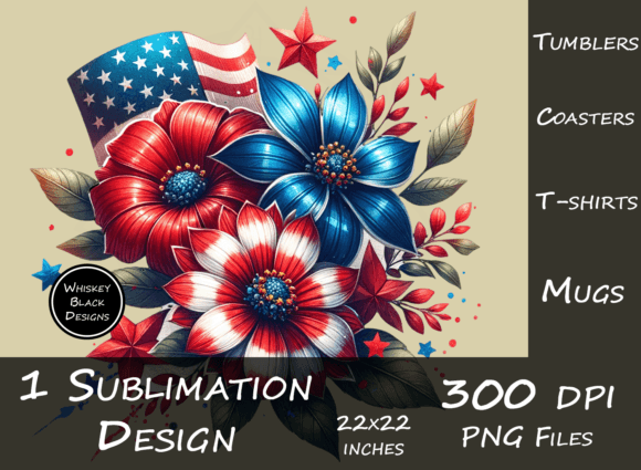 Patriotic Florals: The Americana Flowers Graphic for Creative Projects