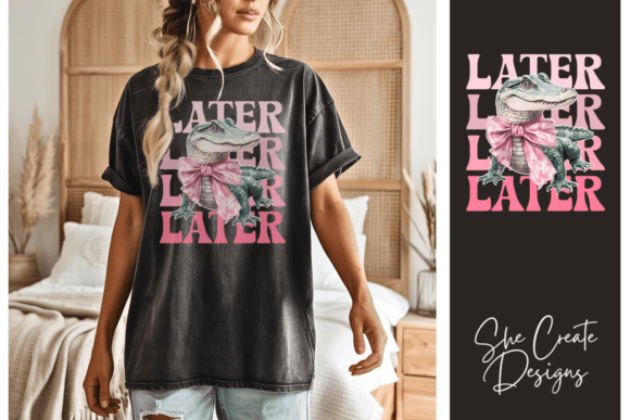 Pink Later Gator: A Playful Graphic Design Asset