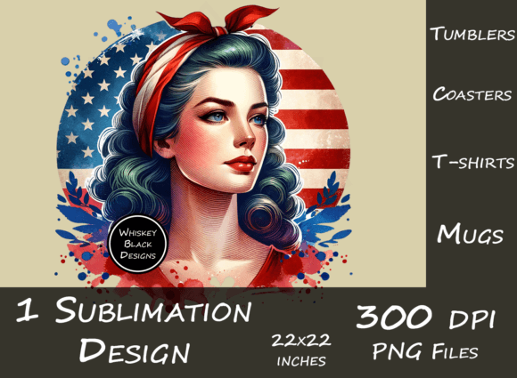 Retro Americana Girl Graphic: Your Go-To Patriotic Design Asset